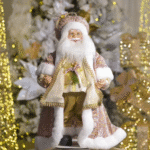 Decoratiune Craciun Mos Craciun roz, 60 cm - imagine 3