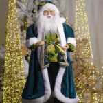 Decoratiune Craciun, Mos Craciun verde, 90 cm - imagine 3