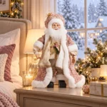 Decoratiune Craciun Mos Craciun roz, 60 cm - imagine 3