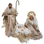 Decoratiune Craciun, Sceneta 3 piese Scena Nasterii multicolor, 85 cm