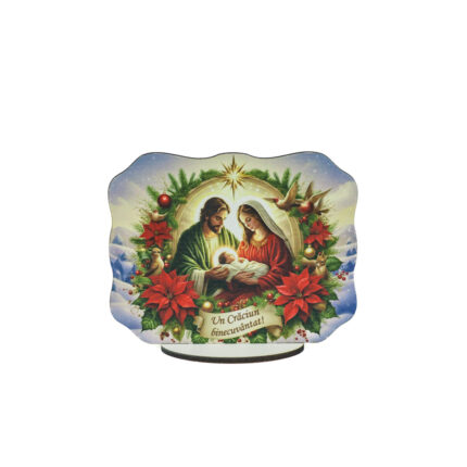 Decoratiune Craciun, Placuta cu Scena Nasterii, 11*8 cm