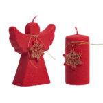 Lumanare in forma de inger cu fulg de zapada, rosu cu auriu, 15*13*10 cm - imagine 2