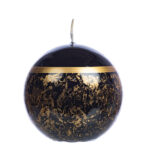 Lumanare sfera Gothic Gold, negru cu auriu, 8 cm