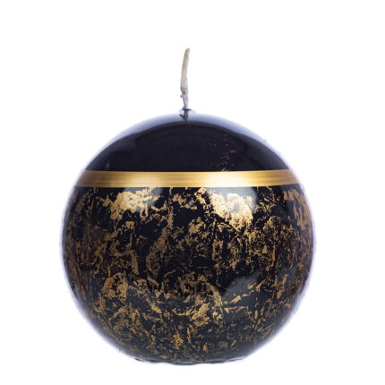 Lumanare sfera Gothic Gold, negru cu auriu, 8 cm