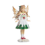 Decoratiune Craciun, Zana, alb cu verde, 14 cm - imagine 4