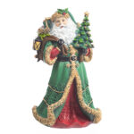 Decoratiune Craciun, Mos Craciun cu bradut si cadouri, verde, 30 cm