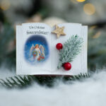 Decoratiune Craciun, Carticica pe suport cu ingeras, 8*11 cm - imagine 2