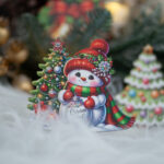 Set 4 globuri din lemn cu figurine multicolore, 8*7 cm - imagine 3