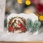 Decoratiune Craciun, Placuta cu Crengute de brad, 8*11 cm - imagine 2