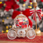 Decoratiune Craciun, Felinar muzical Caleasca cu Mos Craciun, diverse modele, 22*21*10cm - imagine 4