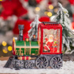 Decoratiune Craciun, Felinar muzical Tren cu Mos Craciun, diverse modele, 21*18*8cm - imagine 3