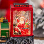 Decoratiune Craciun, Felinar muzical Tren cu Mos Craciun, diverse modele, 21*18*8cm - imagine 2