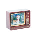 Decoratiune Craciun, Felinar muzical TV cu Mos Craciun, maro, 18*14*7cm - imagine 4
