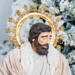 Decorațiune Crăciun, Sceneta 3 piese Scena Nașterii bej cu auriu, 100 cm - imagine 5