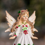 Decoratiune Craciun, Zana, alb cu verde, 14 cm - imagine 3