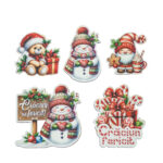 Set 5 magneti cu modele de Craciun, 7 cm