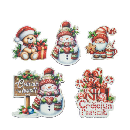 Set 5 magneti cu modele de Craciun, 7 cm