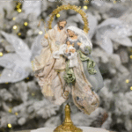 Decoratiune Craciun, Sceneta Scena Nasterii pe stativ, verde, 47 cm - imagine 2