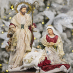 Decoratiune Craciun, Sceneta Sfanta Familie pe suport de lemn, multicolor  45 cm - imagine 2