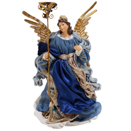 Decoratiune Craciun, Inger cu lumanare, albastru, 30 cm