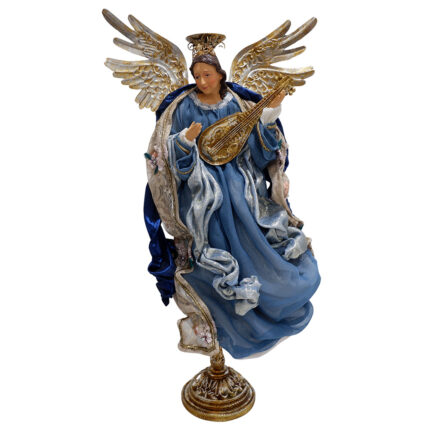 Decoratiune Craciun, Inger pe stativ, albastru, 55 cm
