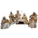 Scena Nasterii 4 piese - 6 Figurine, bej cu auiu