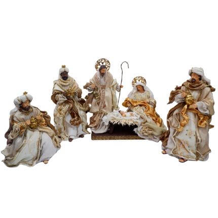 Scena Nasterii 4 piese - 6 Figurine, bej cu auiu
