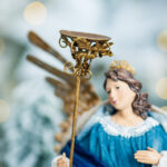 Decoratiune Craciun, Inger cu lumanare, albastru, 30 cm - imagine 5