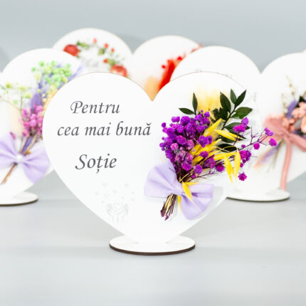 Martisor, Inima pe suport, sotie, 13 cm