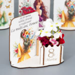 Aranjament petru 8 Martie cu flori de sapun, 12*12 cm