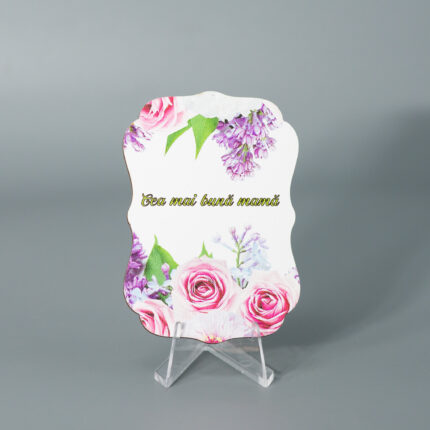 Martisor lemn cu magnet, Print UV Cea mai buna mama