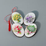 Set 4 brose Model Floral, lemn si polirasina