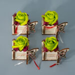 Set 4 trandafiri de sapun, verde , 6 cm