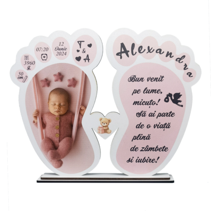 Rama Personalizată Printată Piciorușe Fetiță 20*16 cm