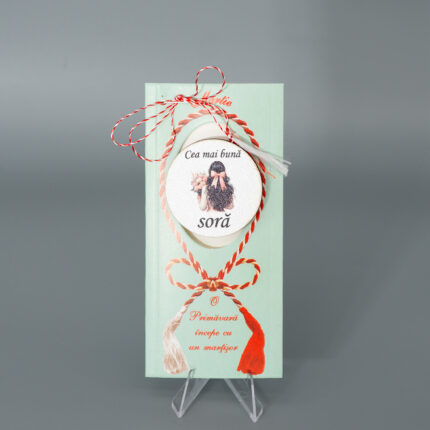 Martisor din lemn cu print UV 4,5 cm, Sora