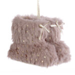 Set 12 Ghetuțe decorative cu blăniță roz pudră și accente aurii