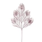 Set 24 Crenguțe decorative tip pene de păun roz, 55 cm – En Gros