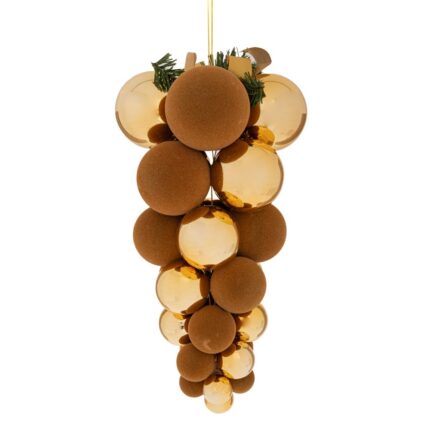 ciorchine de globuri, auriu cu maro, 23*43 cm