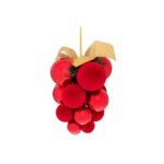 Decoratiune Craciun, ciorchine de globuri, rosu, 13*17 cm
