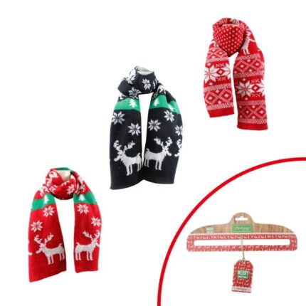 Eșarfă de iarnă X-MAS – model festiv de Crăciun, 170 x 25 cm