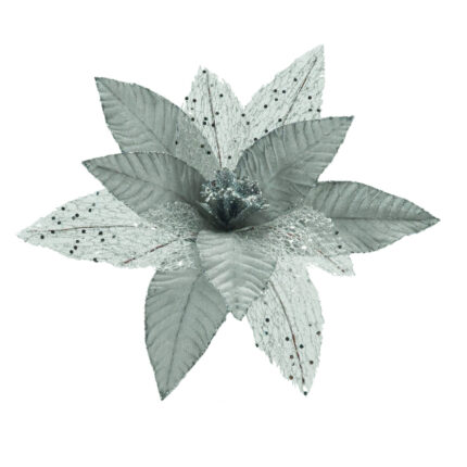 Set 24 Floari din catifea argintie, 30 cm