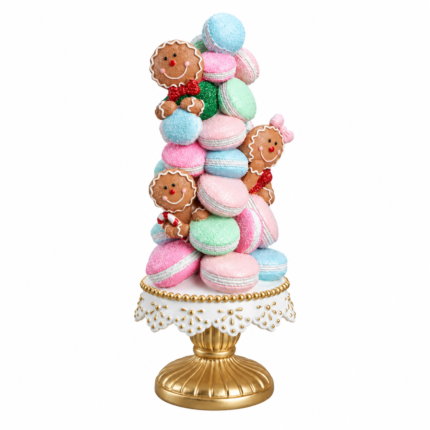 Decorațiune Crăciun Tort de macarons cu figurine festive, 28 cm