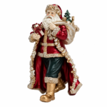 Decorațiune Crăciun Moș Crăciun roșu cu accente aurii, 36 cm