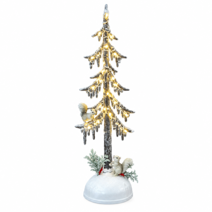 Decorațiune Crăciun  Brăduț cu LED și veverițe, 33 cm