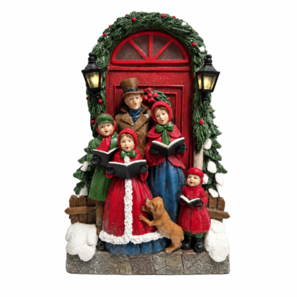 Decorațiune Crăciun Colindători, roșu cu verde, 23 cm