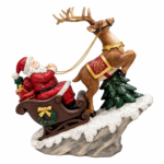 Decorațiune Crăciun Sania lui Moș Crăciun cu ren, 19 cm