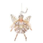 Set 6 zâne de agățat în brad auriu, 35 cm  