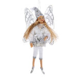 Set 6 zâne de agățat în brad albe 30 cm