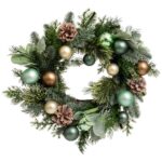 Decorațiune de Crăciun Coroniță verde cu globuri și conuri, 40 cm
