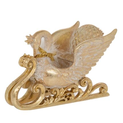 Lebădă decorativă aurie, 31 x 15 cm  